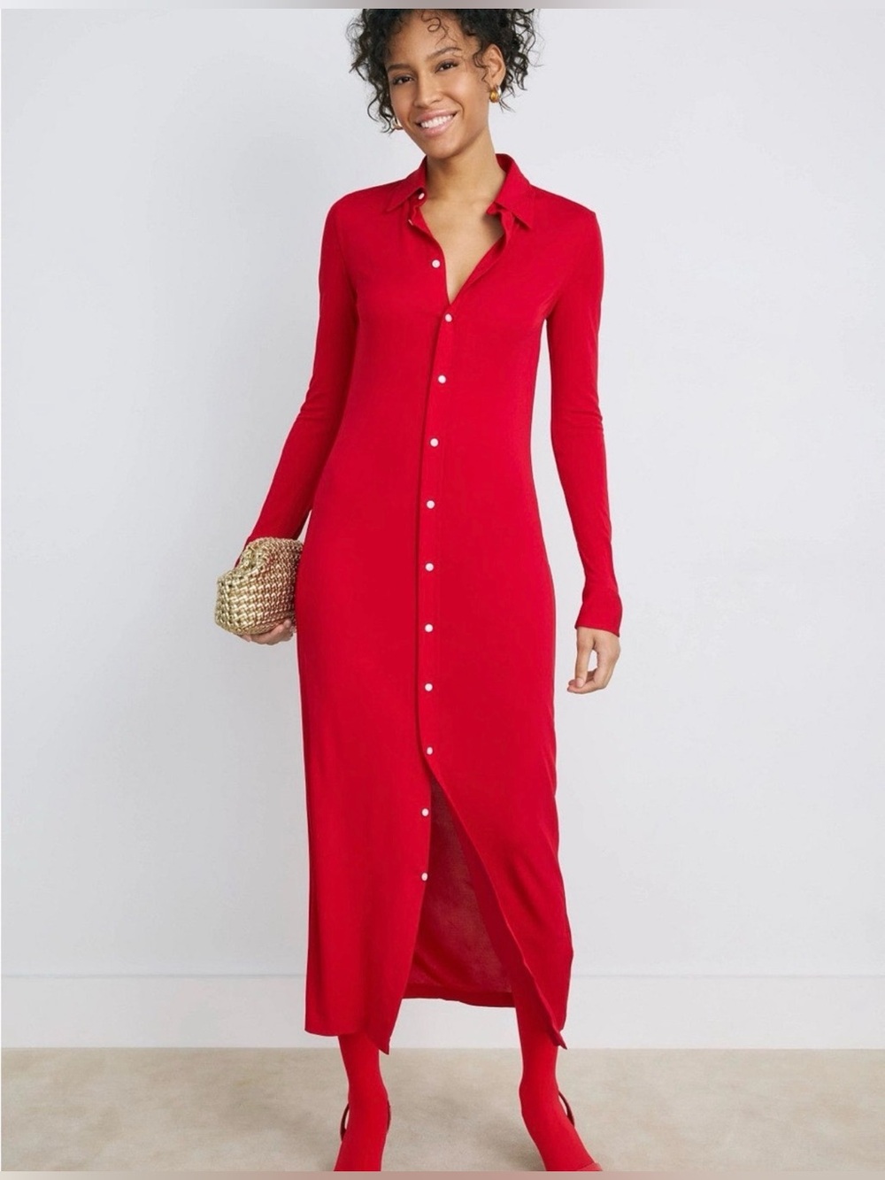Polo Ralph Lauren Red Maxi Shirt Dress XS NWOT Holiday